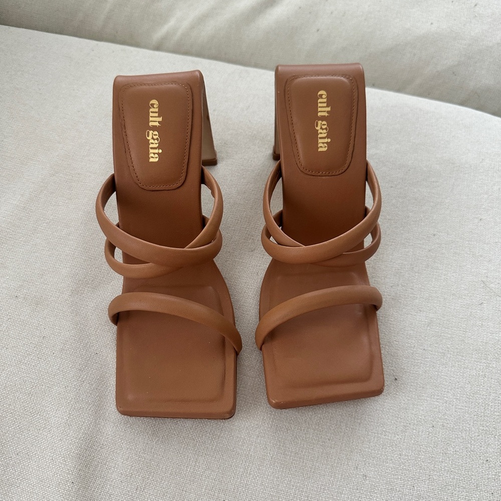 cult gaia Brown Strappy Square-Toe Heeled Sandals - Picture 7 of 13